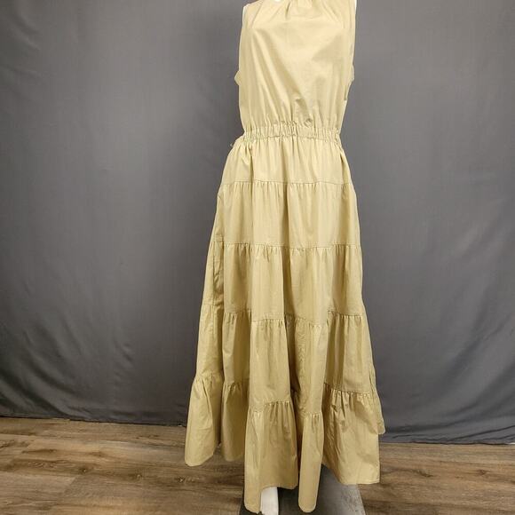 Merci Cream Ruched Mini Dress XS Open Back Ruffle Sleeve Romantic - Picture 2 of 9